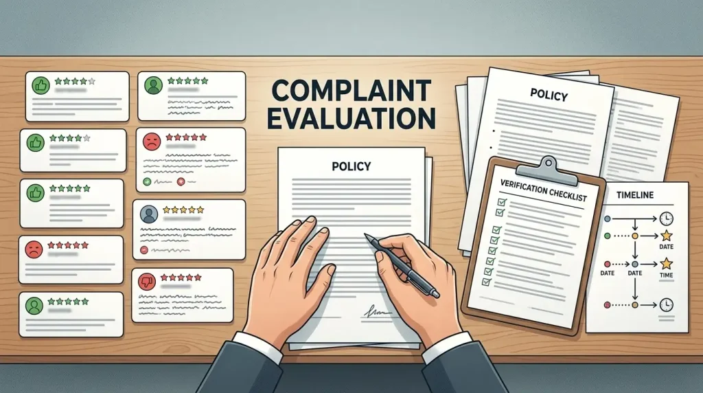 Editorial illustration comparing player reviews with verified casino policy documents
