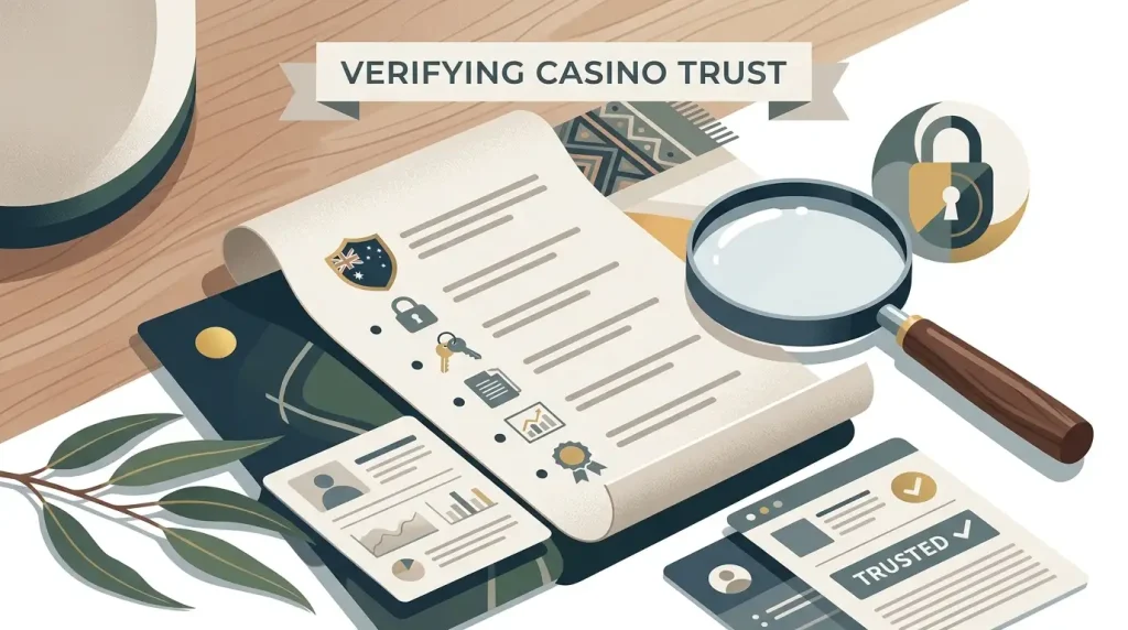 Editorial illustration of licence checking, account safeguards and evidence verification